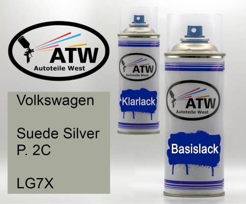 Volkswagen, Suede Silver P. 2C, LG7X: 400ml Sprühdose + 400ml Klarlack - Set, von ATW Autoteile West.